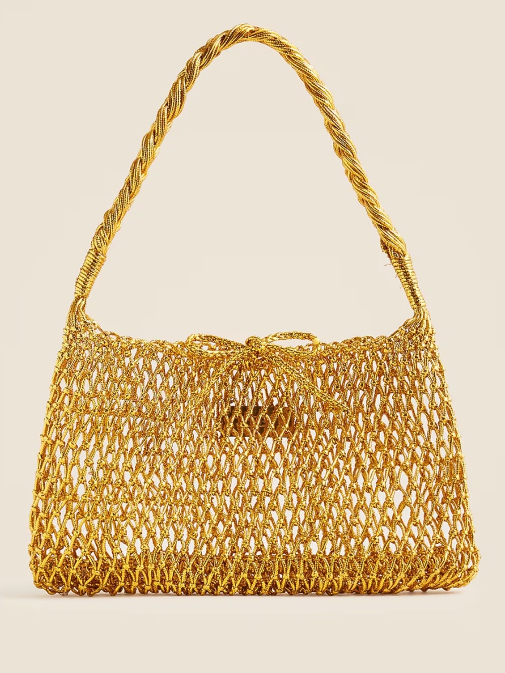 NMT J Crew Small Cadiz Hand Knotted Shoulder Bag in Metallic Gold